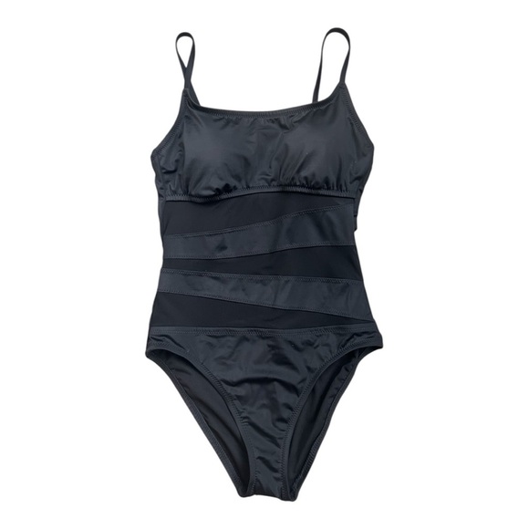 Shade & Shore Black One-Piece Swimsuit with mesh inserts sz M (8-10) nwt, 017 - Picture 1 of 4